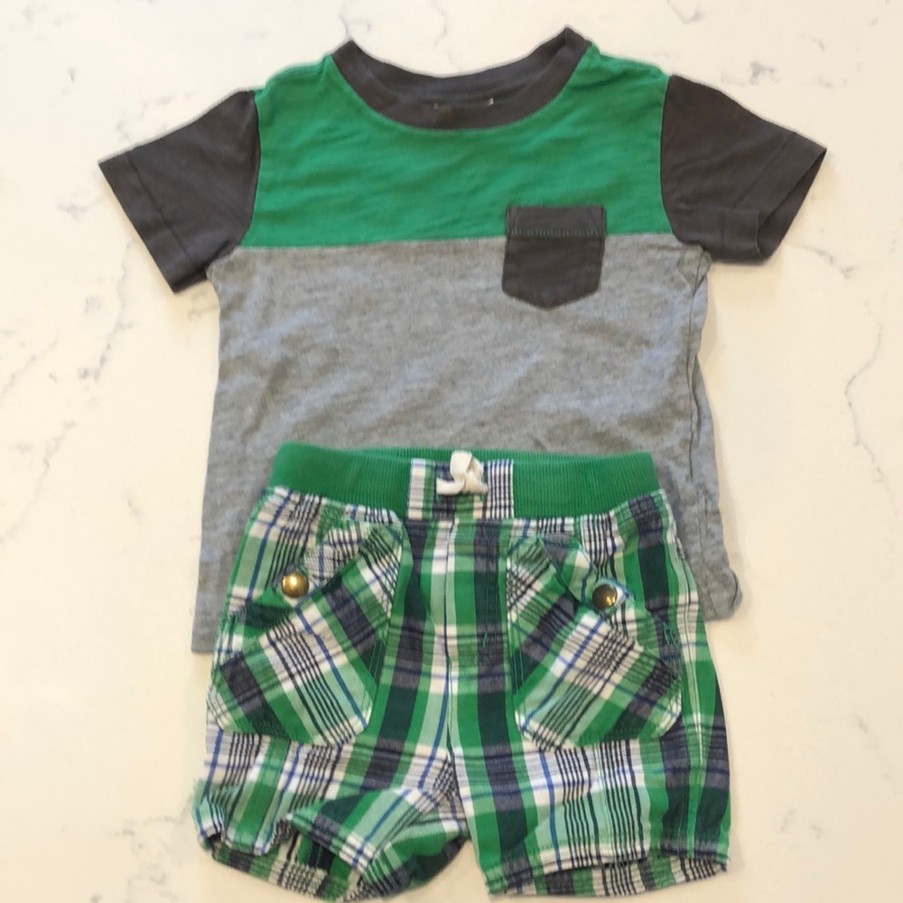 Hanna Andersson Green Shirt and Shorts Set